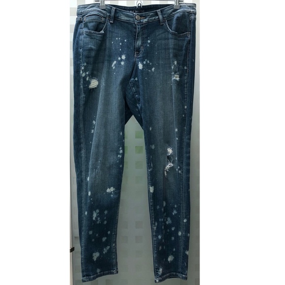 🎉3HP🎉 LANE BRYANT Low Rise Boyfriend Jeans Distressed Deconstructed Stretch 16 - Picture 2 of 16